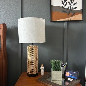 Woven Beige Table Lamp- Boho lamp touch light